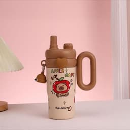 Bình Giữ Nhiệt Hoạ Tiết CAPYBARA Thể Tích 850ml , Có tay cầm và ống hút dễ thương 7