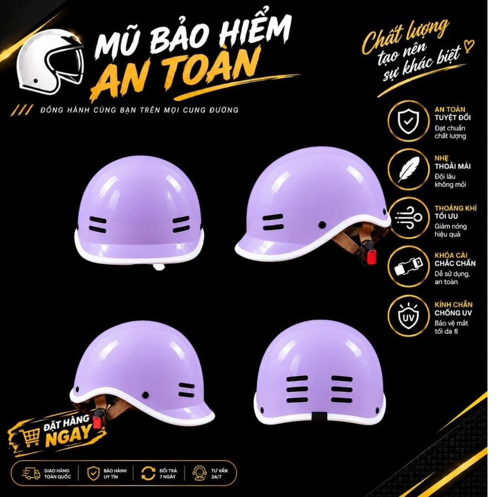 [ĐẠT CHUẨN AN TOÀN] Nón Bảo Hiểm Cá Heo Nam Nữ Nửa Đầu Nhiều Màu Thời Trang Dễ Thương