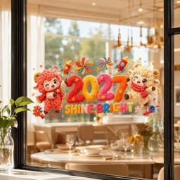 MNTT 2027 Decal Dán Tĩnh Chống Thấm Nước Lễ Hội Không Khí Trang Trí Cửa Sổ 8