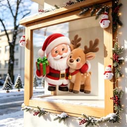 Tấm decal Dán Kính bóc dán tiện lợi, Chủ Đề Giáng Sinh Ông Già Noel Và Nai Sừng  2