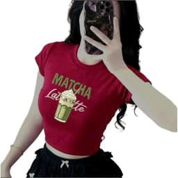 Size free 28-45KG Áo thun nữ CROPTOP co giãn họa tiết - hình chữ MÁT CHA 6