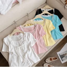 Set áo kiểu nữ gồm áo 2 dây đính nơ và áo khoác tay ngắn viền phối ren chất thun rip lụa mềm mịn, 43 65 4