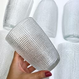 Bộ 6 cốc thủy tinh Vân Lưới Dập Nổi Màu Trắng Sang Trọng Dung Tích 340ml- Tặng Kèm Hộp 5