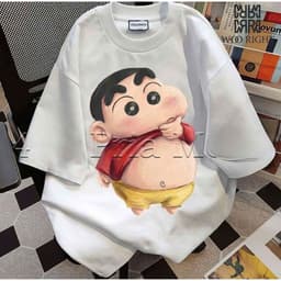 < Deal Mở Bán > Áo thun nữ tay lỡ in hình SHIN CÚN chất cotton su form rộng siêu hot tổng hợp 4