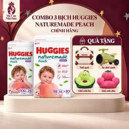 [Kèm Quà] Combo 3 Tã quần Huggies Naturemade Peach M48+10/ L44/ XL38/ XXL26 Bỉm Đào Chính Hãng 1