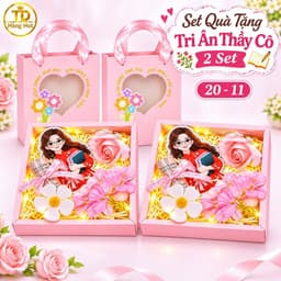 "Hộp quà 20-11 thân tặng thầy cô: hoa, thiệp, đèn nháy, ống mê ka cuốn tiền ý nghĩa." 6