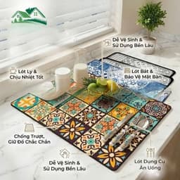 Thảm Lót Máy Lọc Nước [TT] Siêu Thấm Hút,Chống Trượt Hiệu Quả,dễ Dàng Vệ Sinh,Dùng Cho Bàn Ăn,Bếp,Bồn Rửa 2