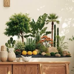 DT26 - 60x90cm Decaltrong dán tường bụi cây, khóm cây tiểu cảnh. Decal dán tường trang trí sẵn keo dán 3