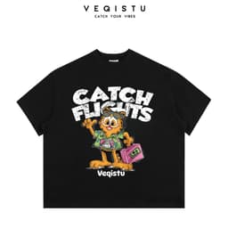 Áo Thun BOXY Local Brand VEQISTU "Con Mèo", Áo Thun Boxy Form Rộng Unisex 250Gsm 100% Cotton 3