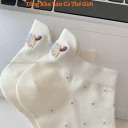 Set 10 Đôi Tất Vớ Cổ Thấp Chấm Bi Hình Cún Lạp Xưởng xᶖnh Xắn Đáng Yêu Phong Cách Hàn Quốc Thấm Hút Mồ Hôi VOICON-[TV01] 8