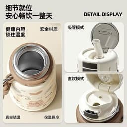Bình giữ nhiệt Black Cat inox 316 cao cấp 550ml 2 ống hút, quai xách tiện lợi, thiết kế thời trang Hàn Quốc VOICON-LA88 2