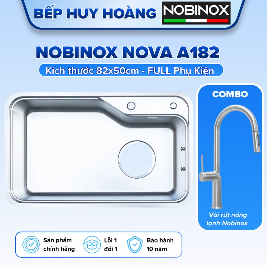 Chậu Rửa Bát 1 Hố Nobinox NOVA A182 | KT 82X50CM