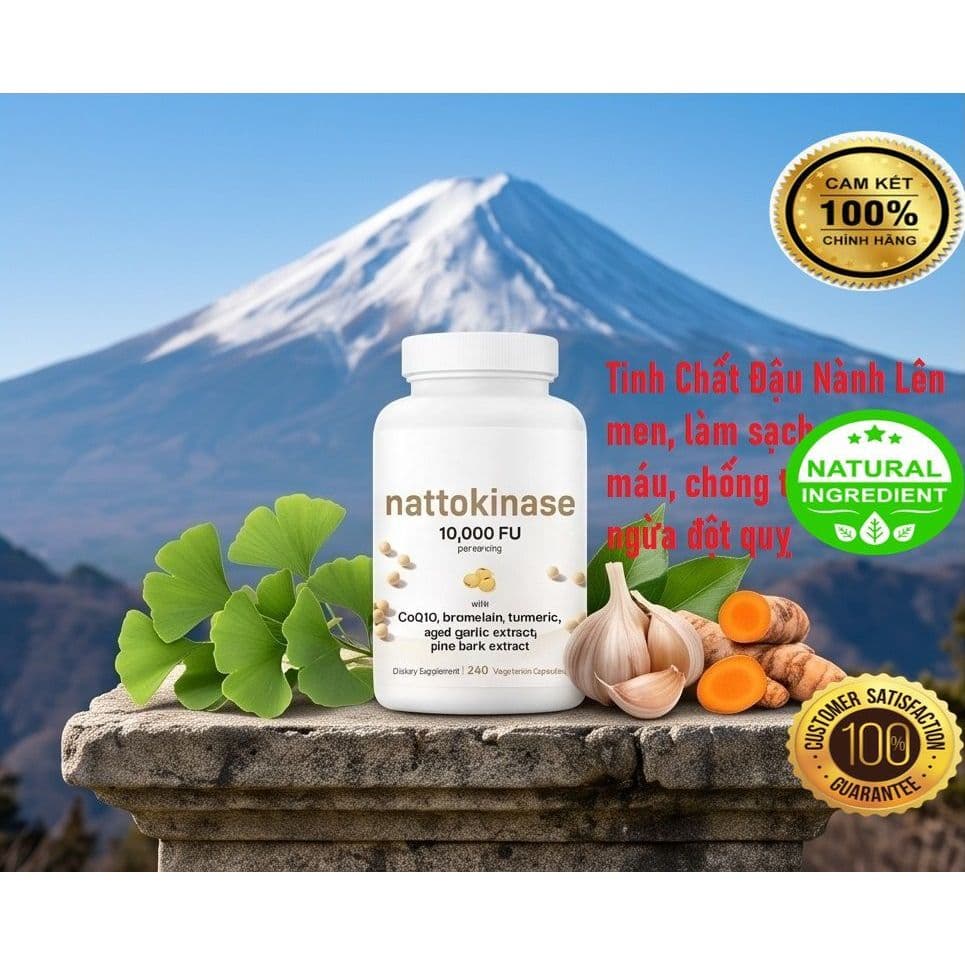 Viên Nattokinase 10,000 FU, Bổ Sung Sức Khỏe Tế Bào, Tăng Cướng Sức Khỏe Tim Mạch, Chống Đột Quỵ_RẤT RẺ 