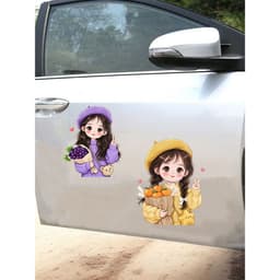 HỎA TỐC Decal Dán Xe Hơi, Tủ Lạnh Hình Bé Gái Cầm Giỏ Trái Cây Dễ Thương Chống Thấm Nước 3