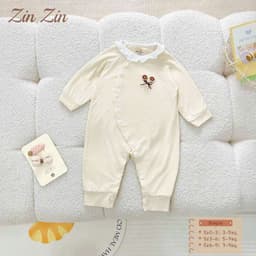 BD41. Bộ body liền thân body dài tay bé trai bé gái sơ sinh Zinzin viền bèo chất petit mềm mịn mát co dãn 4 chiều 9