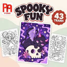 POMI - 43 Tranh tô màu Spooky Fun dễ thương nhiều mẫu - Tranh tô màu giải trí dành cho người lớn trẻ em 1