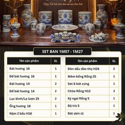 [NGUYÊN SET] COMBO đồ thờ men rạn nghệ nhân RỒNG VIỆT,gốm sứ đắp nổi Bát Tràng cho ban thờ gia tiên 2