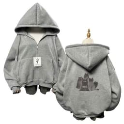 Áo Khoác Hoodie Zip - Áo khoác nỉ Chất Nỉ Bông Cao Cấp  Nam Nữ Mẫu Hót -hình mèo Bóng đêm sau lưng 1