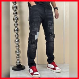 JEAN NAM ĐEN,PHÁ CÁCH VỚI NHỮNG MẢNG VÁ ĐỘC ĐÁO,CHẤT JEAN MỀM CO GIÃN NHẸ QJ-5167 VIC 2