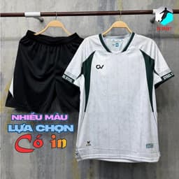 (Nhiều màu - Có in)[Chính hãng CV Sport]Quần Áo Bóng Đá, logo thêu CV Steel Trắng may ghép vải, vải R-Airmaxx 1