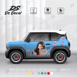 [ TẶNG GẠT DÁN] Tem xe VF3 - Ds Decal - Tem xe VF3 cho nữ - Tem trang trí ngoại thất chống nước, bền màu (1 bộ 2 bên) 7