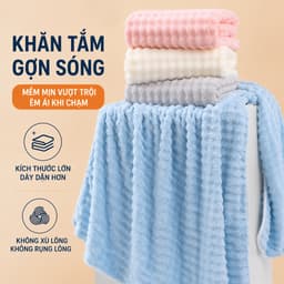 Khăn tắm siêu thấm hút 140x70cm, khăn tắm to cao cấp dạng sóng nước mềm mại, thấm hút nước tốt Bubble 2