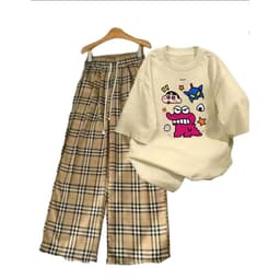 ( size 38-50kg ) Bộ đồ quần kẻ caro vàng dáng dài  + áo phông cotton con kỳ lân-thuhuyen98 3
