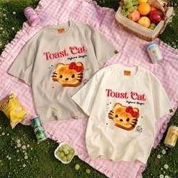Áo Thun HY KORÉ Toast Cat 3441 Form Rộng Localbrand Oversize Unisex Vải Cotton 75% Nam Nữ Mặc Đẹp 8