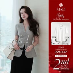 Áo Kí Giả Chiết Eo Dáng Peplum Cách Điệu MACI MCAABGH0394 Thời Trang Nữ Thiết Kế Độc Quyền 1