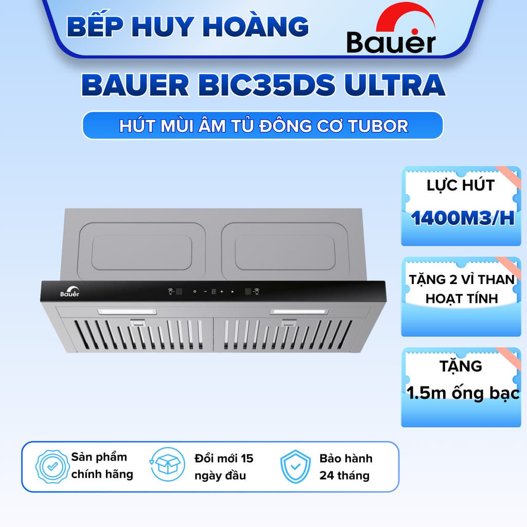 Máy hút mùi BAUER BIC35DS Ultra | Công nghệ Đức | Công suất hút 1400m3/h | Bảo hành chính hãng 2 năm