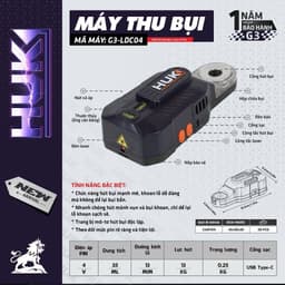 1 Bộ Thu Bụi Khoan 4V HUKAN (Gen3) G3-LDC04 | Hút Bụi Khi Khoan | Lực Hút 13kg | Sạc Type-C 1