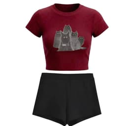 [ MỞ BÁN GIẢM 60% ] Sét bộ đồ nữ Quần ĐÙI legging + mix Croptop Mèo bóng đêm. 2