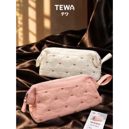 Túi đựng đồ đa năng TEWA 80094 thêu họa tiết nơ – Túi mỹ phẩm du lịch rộng rãi, 2 ngăn lưới 36cm 2