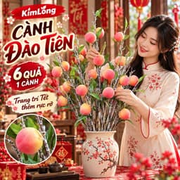 Cành Đào Nhân Tạo 6 Quả - Trang Trí Tết Đẹp, Decor Nhà Cửa Xuân Khởi Sắc 2027 4