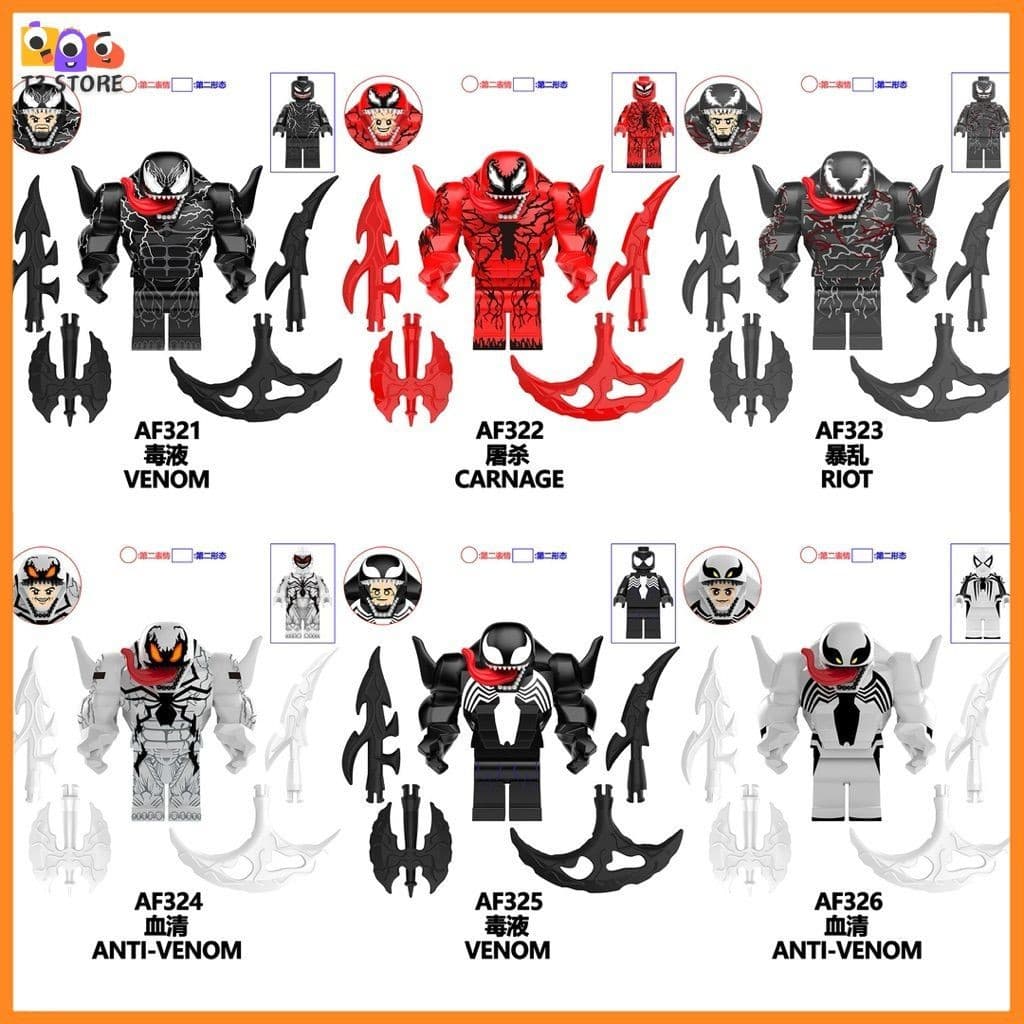 Venom Venom Đồ chơi Lắp ráp Nhân vật Phản Diện Siêu Anh Hùng Mô hình Venom, Anti Venom,Riot AF321-AF326