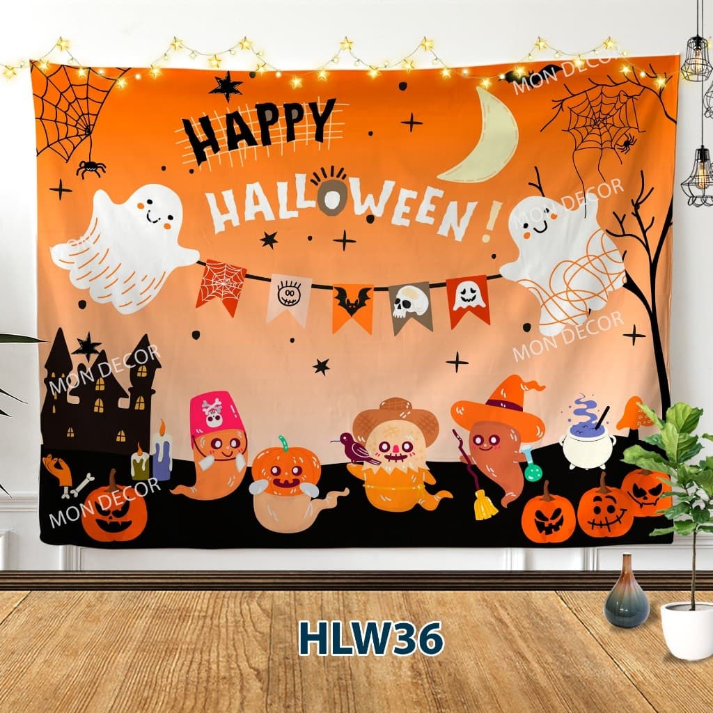 Có 2mx3m Phông Nền Halloween - Tranh vải trang trí Halloween Phông nền In Bạt chụp ảnh Phông checkin Halloween