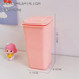Thùng rác mini có nắp kèm sticker có thể đựnġ bút phụ kiện đa năng nhỏ gọn không chiếm diện tích VOICON-[NHI66] 2