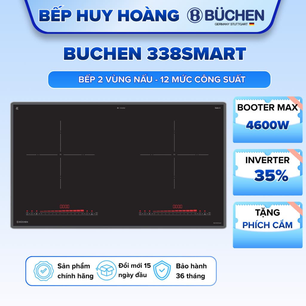 Bếp từ đôi BUCHEN 338SMART | Model 2026 | Inverter tiết kiệm điện