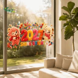 MNTT 2027 Decal Dán Tĩnh Chống Thấm Nước Lễ Hội Không Khí Trang Trí Cửa Sổ 1