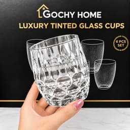 Bộ 6 Ly Thủy Tinh GOCHY HOME 300ml Vân Ong Dập Nổi 3D, Cốc Uống Nước Soda-Lime Không Chì, Dày Dặn Sang Trọng -Màu Trắng 4