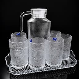 Bộ bình + 6 cốc thủy tinh họa tiết Giọt Nước Hắt sáng 1