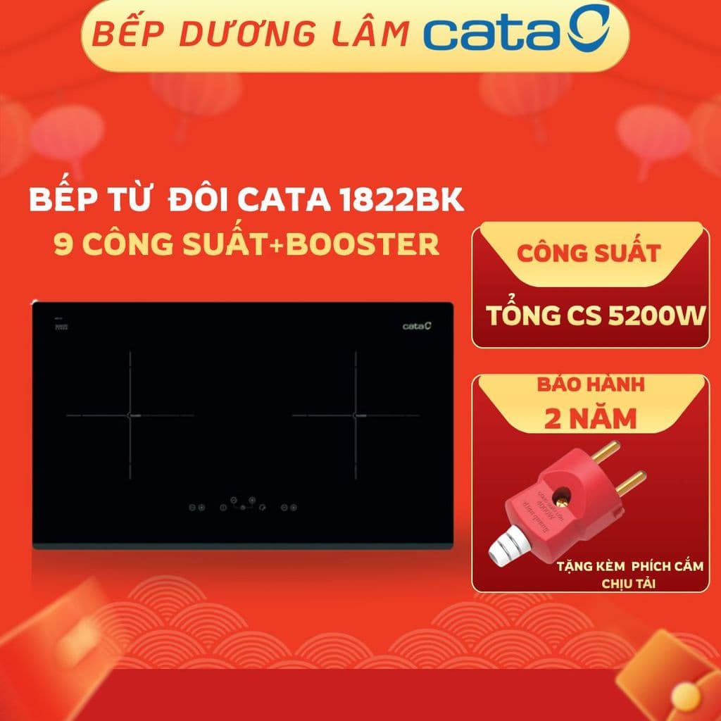 Bếp từ đôi CATA IB 1822BK | 5200W / 2 lò | Cam kết hàng chính hãng