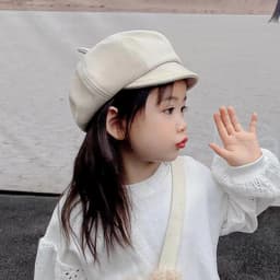 Len Nỉ Trẻ Em Mũ Nồi Màu Trơn Bé Gái Thu Đông Mũ Hình Bát Giác Thời Trang Đơn Giản Trẻ Em Họa Sĩ Mũ 6
