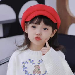 Len Nỉ Trẻ Em Mũ Nồi Màu Trơn Bé Gái Thu Đông Mũ Hình Bát Giác Thời Trang Đơn Giản Trẻ Em Họa Sĩ Mũ 8