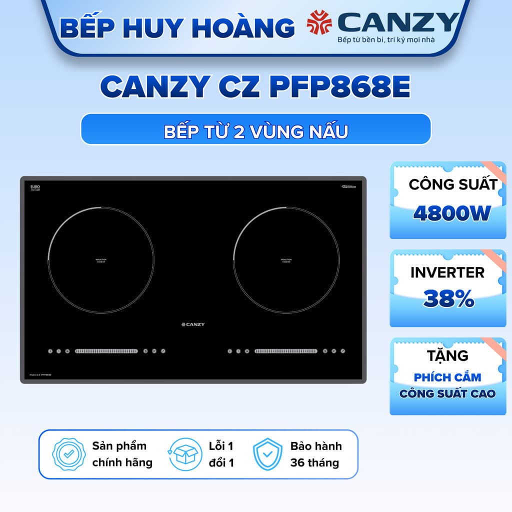 Bếp từ Canzy CZ PFP868E | Model 2026 thiết kế mới | Mặt kính kích thước 750x450mm | Bảo hành 3 năm