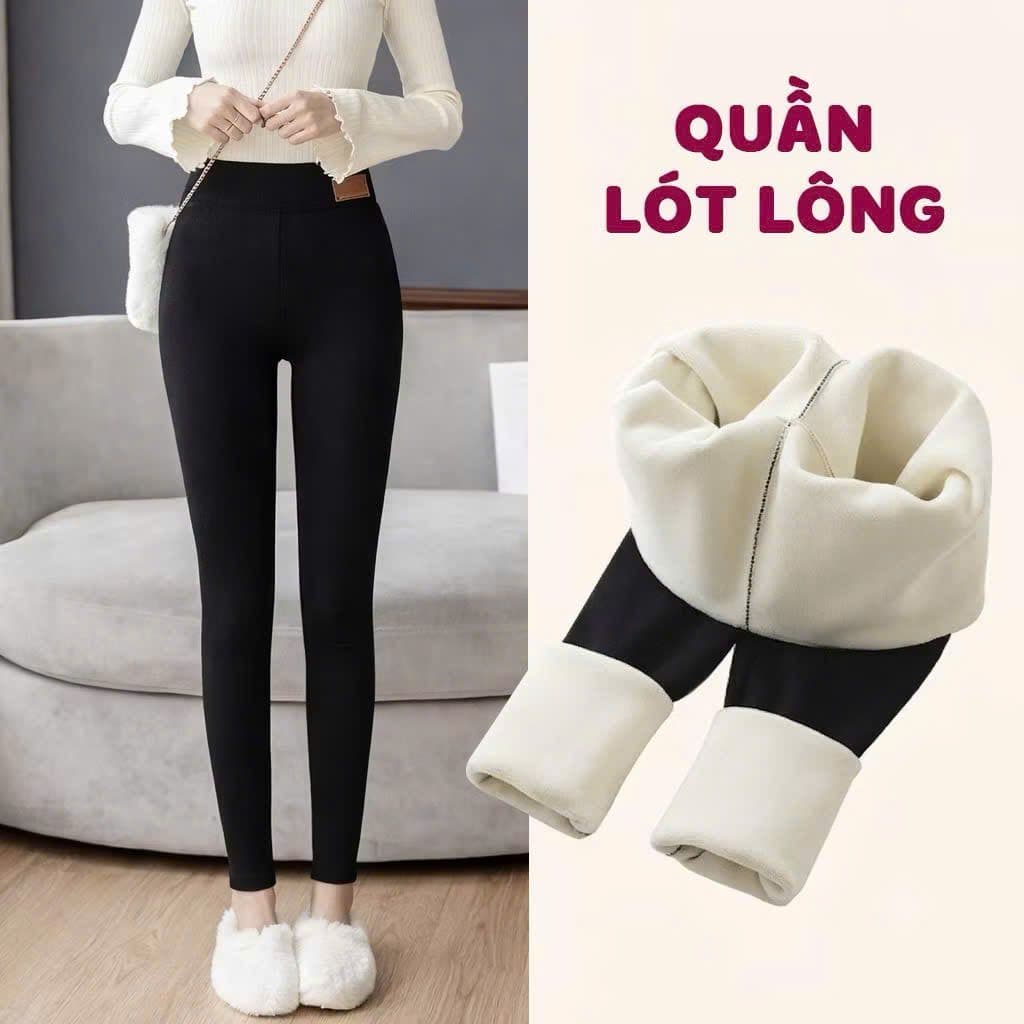 Xả Hàng Quần dài  legging nữ lót lông dày cạp cao ôm body 30 -48Kg, quần giữ nhiệt lót nỉ ấm mùa đông TO2