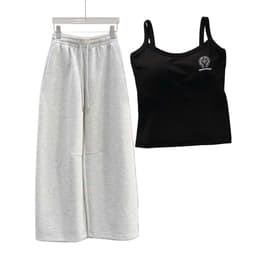 < free size 33 -48kg  > Sét bộ quần dài da cá ống suông + mix áo 2 dây ĐỆM MÚT - chữ THẬP -thoitrang2k 5
