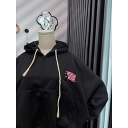 Áo khoác hoodie nữ nỉ form rộng, khoá kéo in lưng thời trang - mã M033  mới nhất. -hình lá cờ  trendy. 8