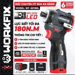 Máy Bắn Vít Búa Pin Workfix WF-SD180L Động Cơ Không Chổi Than 180Nm - Đầu Ngậm Nhanh 6.35mm 1