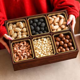 Khay mứt, khay đựng bánh kẹo tết,hộp đựng bánh kẹo chất liệu gỗ Mdf, chia ngăn sang trọng có nắp chống bụi 4